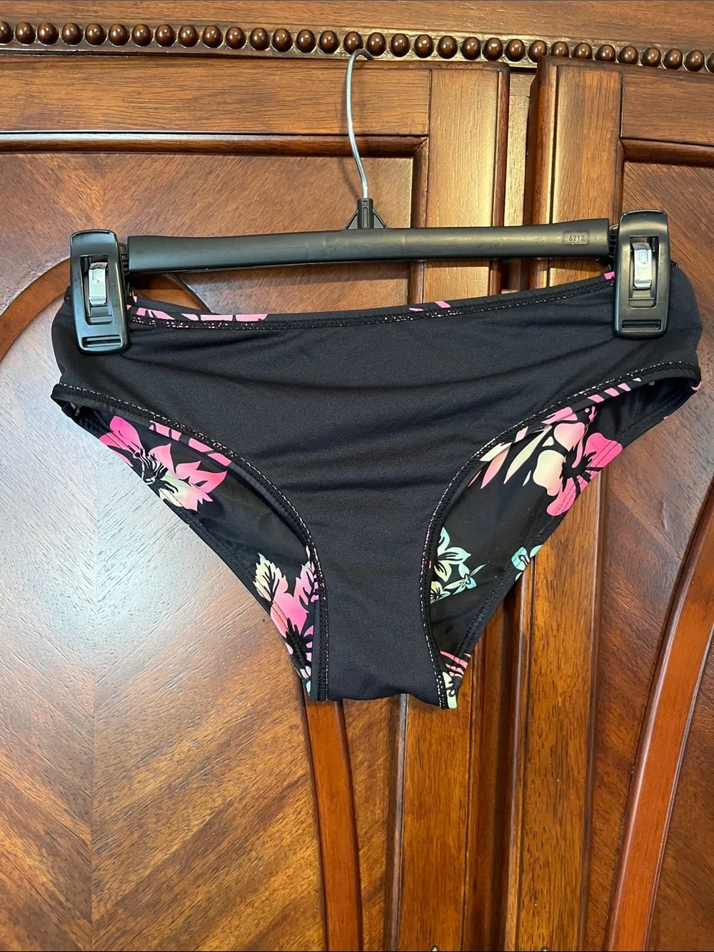 Hurley Black and Hot Pink Floral Two-Piece Swim Set